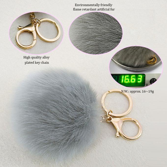 귀여운 인조 토끼 Fur Ball 자동차 Pom Pom 열쇠고리 핸드백 매달리는 자금 참 핑크색 열쇠고리 액세서이를 도매하세요