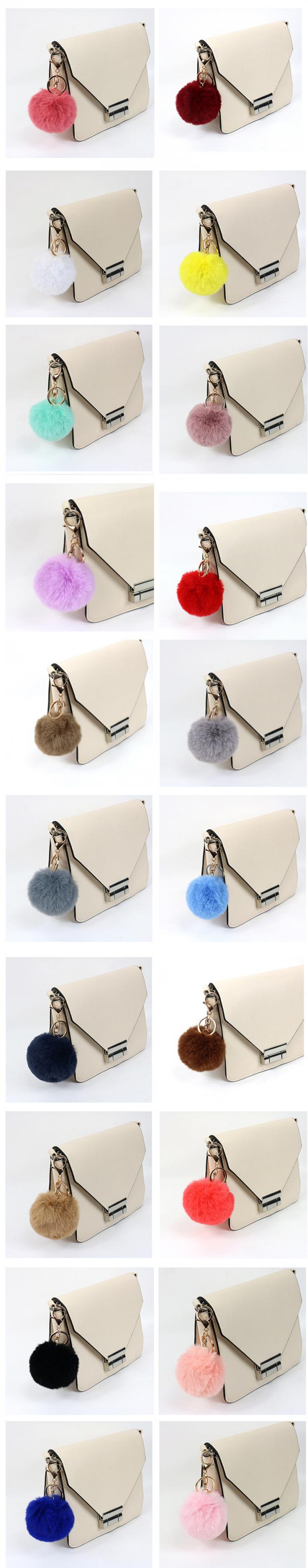귀여운 인조 토끼 Fur Ball 자동차 Pom Pom 열쇠고리 핸드백 매달리는 자금 참 핑크색 열쇠고리 액세서이를 도매하세요
